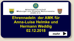 Ehrennadeln  der AMK fürAnna-Luise Helmke und Hermann Weddig 02.12.2018     mehr 